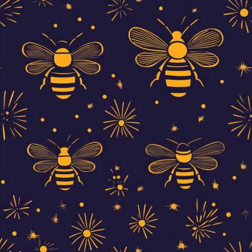 Whimsical Bee Pattern on Dark Blue Background Whimsical Bee Pattern on Dark Blue Background thumbnail