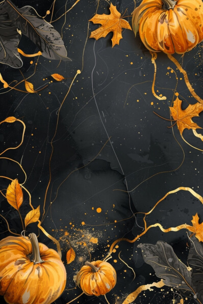 Download Autumn Pumpkins and Leaves on Dark Background Backgrounds ...
