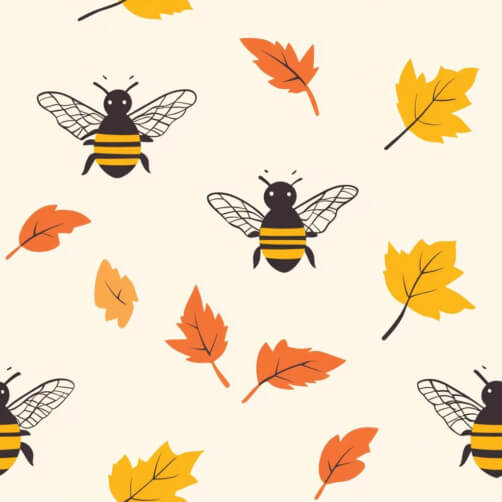 Cartoon Bees and Autumn Leaves Pattern Cartoon Bees and Autumn Leaves Pattern thumbnail
