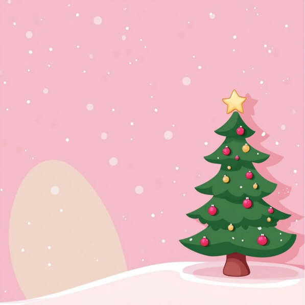 Download Cartoon Christmas Tree with Pink Background Backgrounds Online