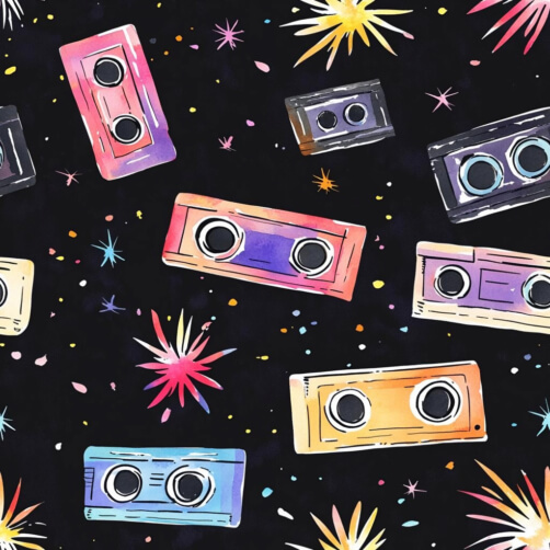 Retro Cassette Tapes in Space Theme Retro Cassette Tapes in Space Theme thumbnail