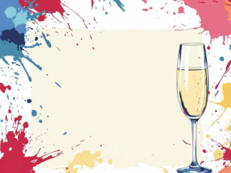 Feierliches Champagnerglas mit bunten Spritzern Feierliches Champagnerglas mit bunten Spritzern thumbnail