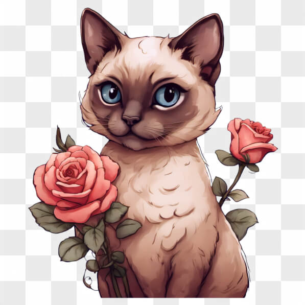 Bandiera Da Casa Tesori Dell' Caroline Gatto Siamese Tra Le Rose | 71x101 Cm | Tessuto Tela Poliestere | Doppia Faccia | Resistente Alle Intemperie