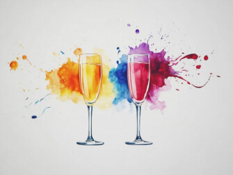 Bunte Champagnergläser mit Aquarellhintergrund Bunte Champagnergläser mit Aquarellhintergrund thumbnail