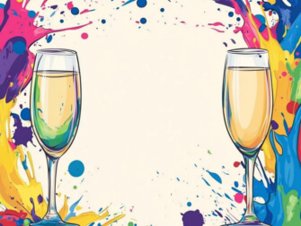 Feierliche Champagnergläser mit bunten Spritzern Feierliche Champagnergläser mit bunten Spritzern thumbnail