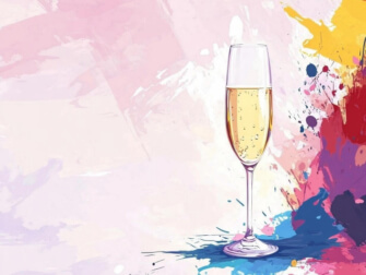 Stilisiertes Champagnerglas mit buntem Hintergrund Stilisiertes Champagnerglas mit buntem Hintergrund thumbnail