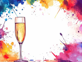 Champagne glass with colorful paint splashes Champagne glass with colorful paint splashes thumbnail