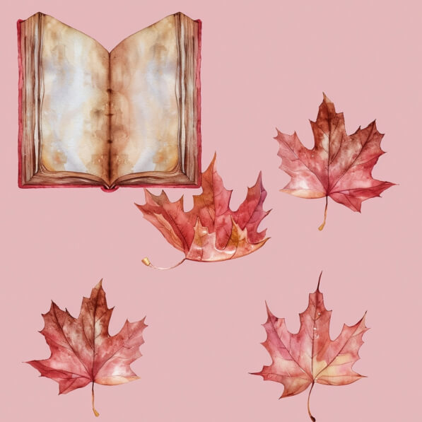 Download Open Book with Autumn Leaves Patterns Online - Creative Fabrica