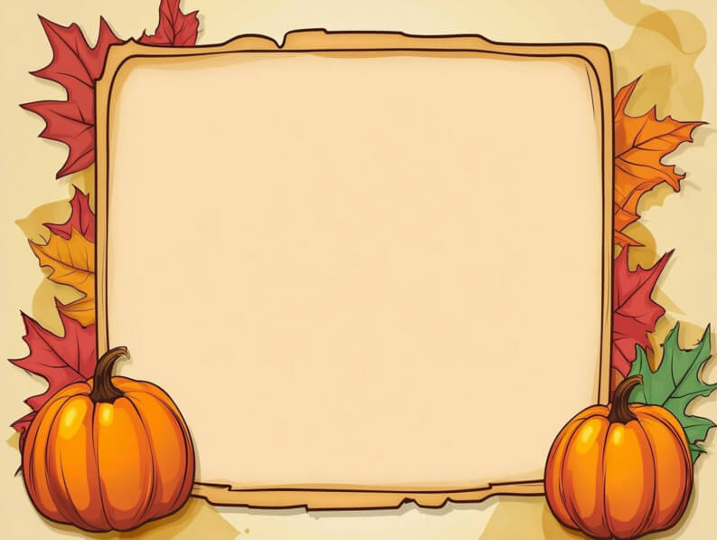 Download Autumn-themed decorative frame with pumpkins and leaves ...