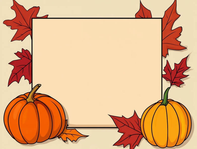 Download Autumn-themed Frame with Pumpkins and Leaves Backgrounds ...