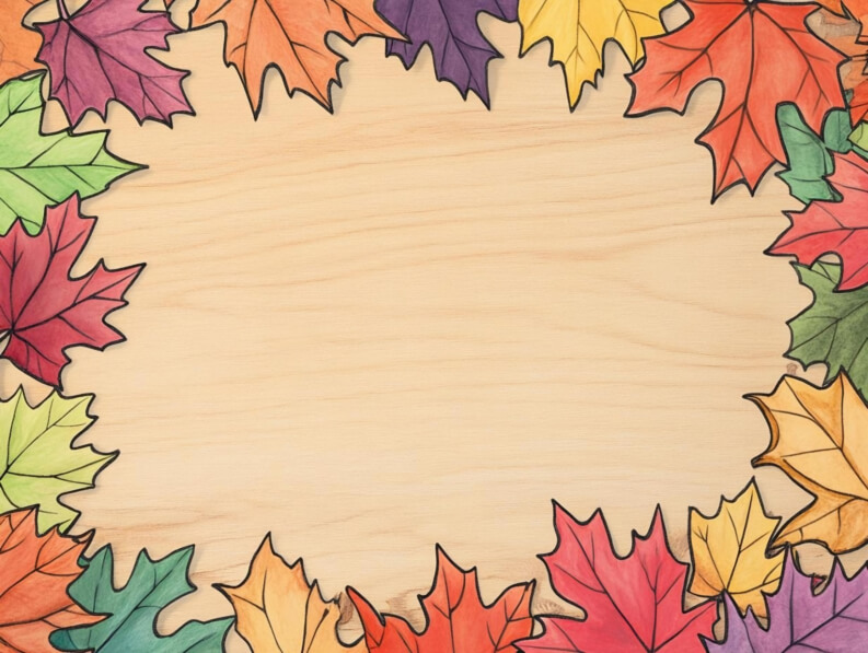 Download Autumn Leaves Frame on Wooden Background Backgrounds Online ...