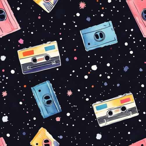 Vintage Cassette Tapes in Space Pattern Vintage Cassette Tapes in Space Pattern thumbnail