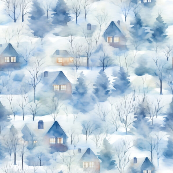 Download Cozy Winter Landscape with Houses and Snow Patterns Online ...