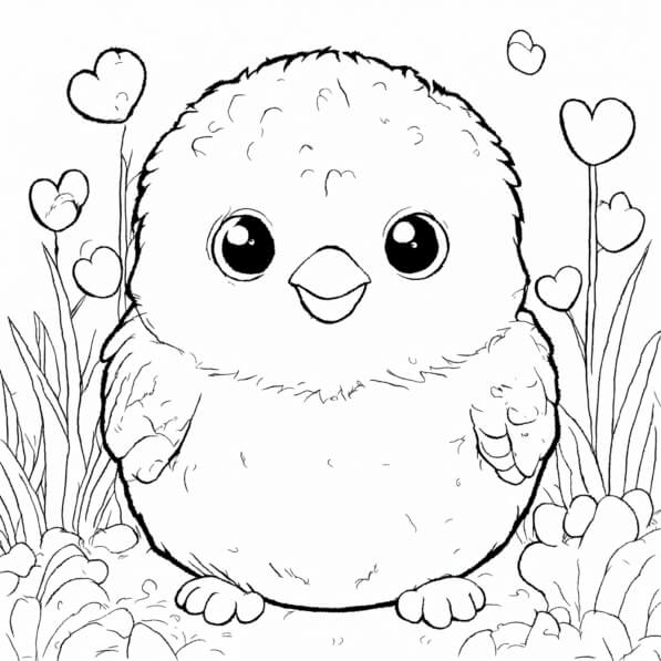 Download Cute Cartoon Bird in Floral Setting Coloring pages Online ...