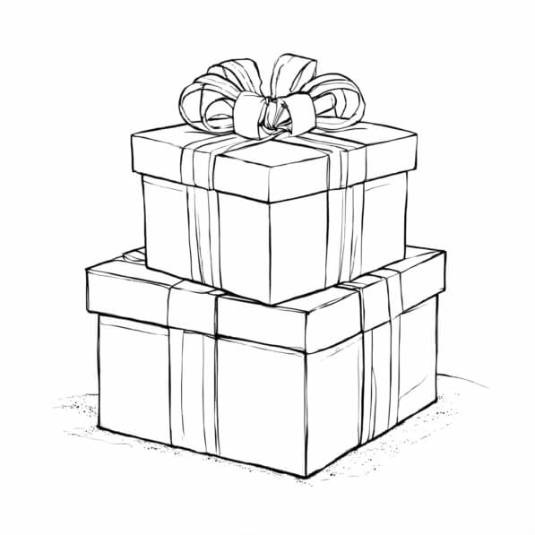 Download Stacked Gift Boxes with Ribbons Coloring pages Online ...