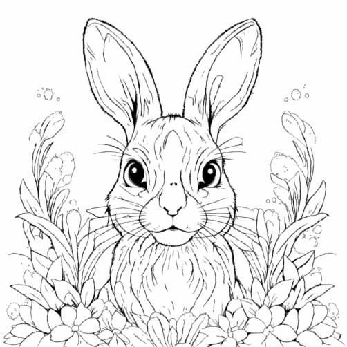Download Cute Cartoon Rabbit Surrounded by Flowers Coloring pages ...