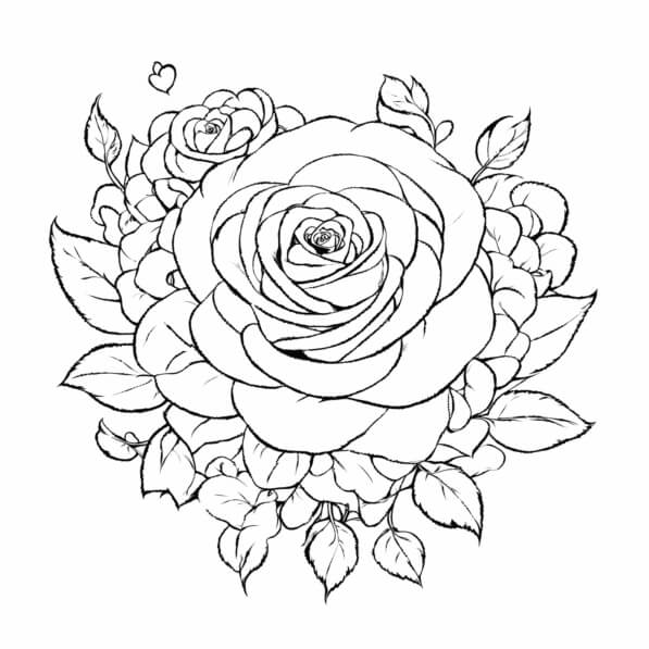 Download Intricate Line Drawing of Roses Coloring pages Online ...