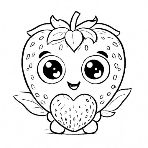 Download Cute Cartoon Strawberry Character Coloring pages Online ...