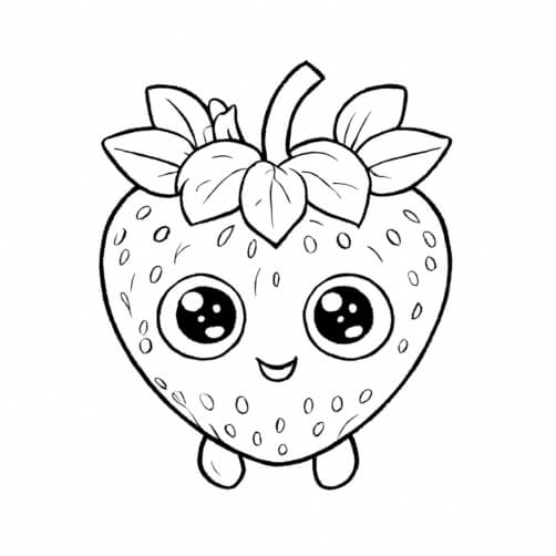 Download Cute Cartoon Strawberry Character Coloring pages Online ...