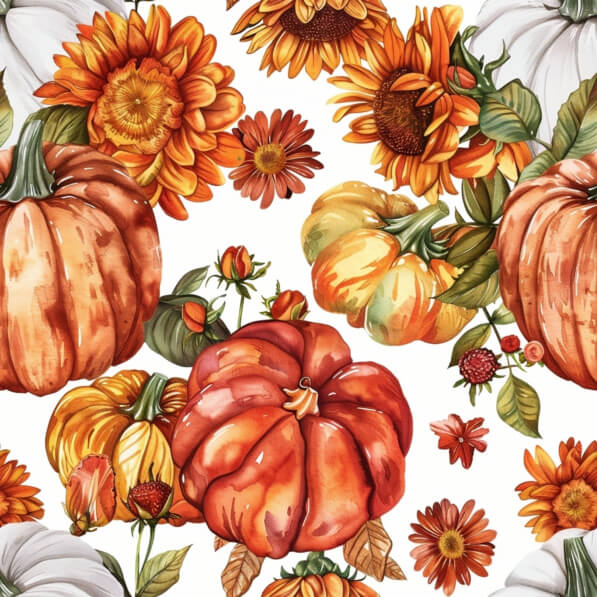 Download Autumn Harvest with Pumpkins and Sunflowers Patterns Online ...
