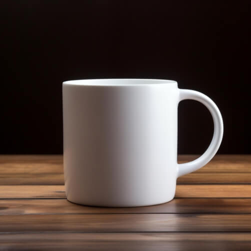 Download White Coffee Mug on Wooden Table in a Cozy Café Mockups Online ...