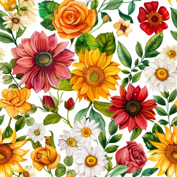 Download Vibrant Floral Arrangement with Diverse Flowers Patterns ...