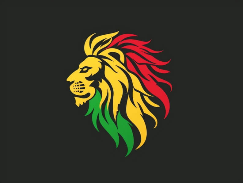 Download Stylized Lion Head in Rastafarian Colors Backgrounds Online - Creative Fabrica