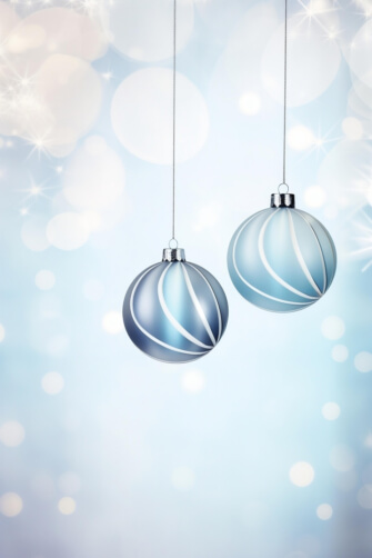 Christmas Ornaments Hanging in Blue Background Christmas Ornaments Hanging in Blue Background thumbnail