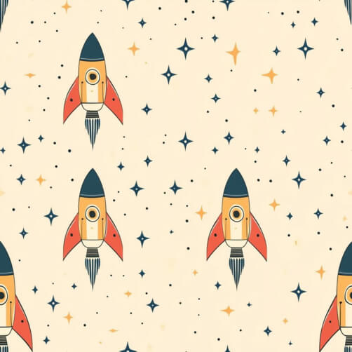 Motivo di razzo stravagante con stelle thumbnail