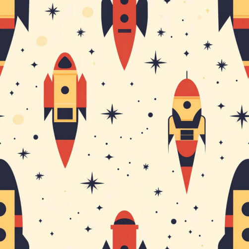 Pattern del razzo retro nello spazio thumbnail