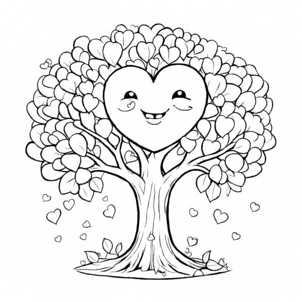 Download Heart-Shaped Tree Illustration Coloring pages Online ...