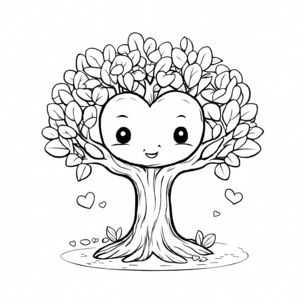 Download Heart-Shaped Tree Illustration Coloring pages Online ...