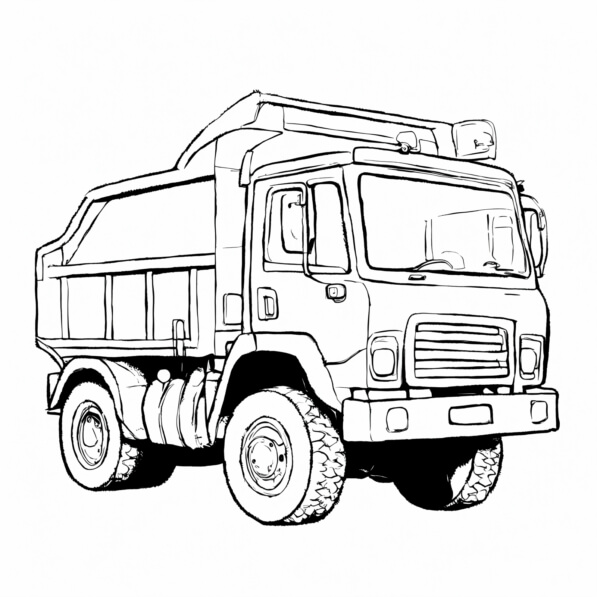 Download Line Drawing of a Dump Truck Coloring pages Online - Creative ...
