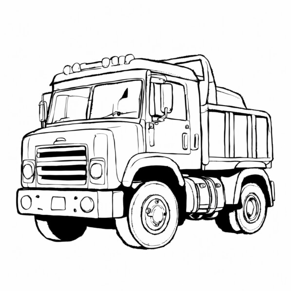 Download Line Drawing of a Dump Truck Coloring pages Online - Creative ...