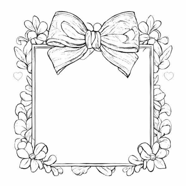 Photo Frame Coloring Download Decorative Floral Frame with Bow Coloring pages Online ...