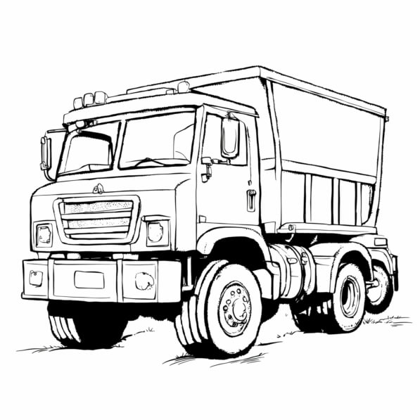 Download Line Drawing of a Dump Truck Coloring pages Online - Creative ...