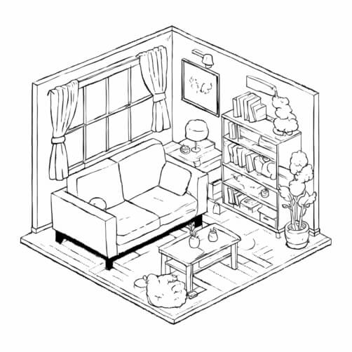 Cozy Illustrated Living Room Cozy Illustrated Living Room thumbnail
