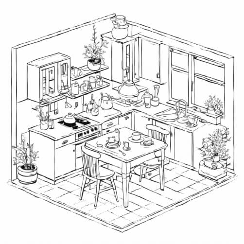 Cozy Kitchen with Table Set for Meal Cozy Kitchen with Table Set for Meal thumbnail
