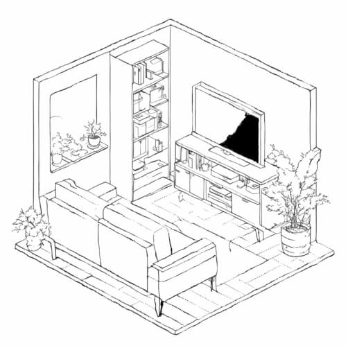 Cozy living room interior with plants and furniture Cozy living room interior with plants and furniture thumbnail