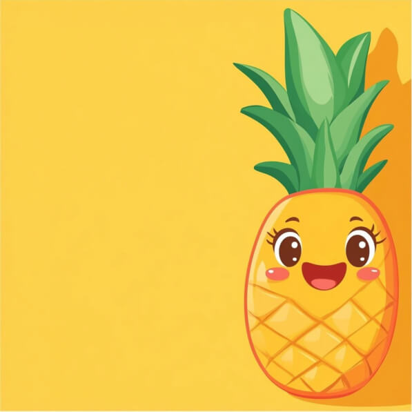 Descarga Piña de dibujos animados feliz sobre fondo amarillo Fondos En ...