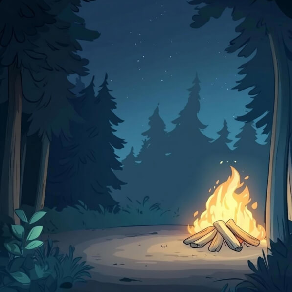 Download Campfire in a Serene Forest at Night Backgrounds Online ...