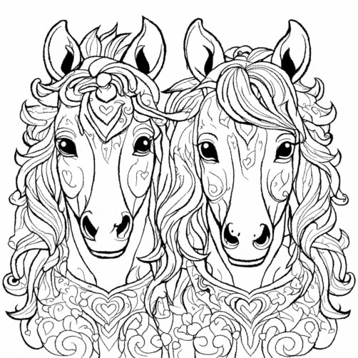 Download Illustration of Two Horses Facing Each Other Coloring pages ...