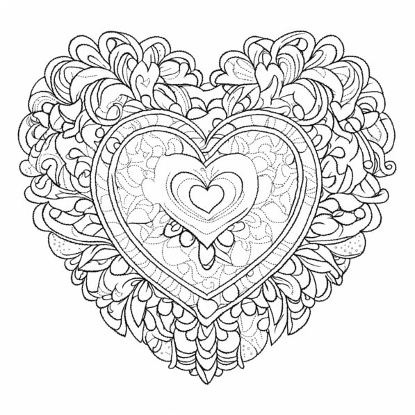Download Intricate Heart Coloring Page Coloring pages Online - Creative ...