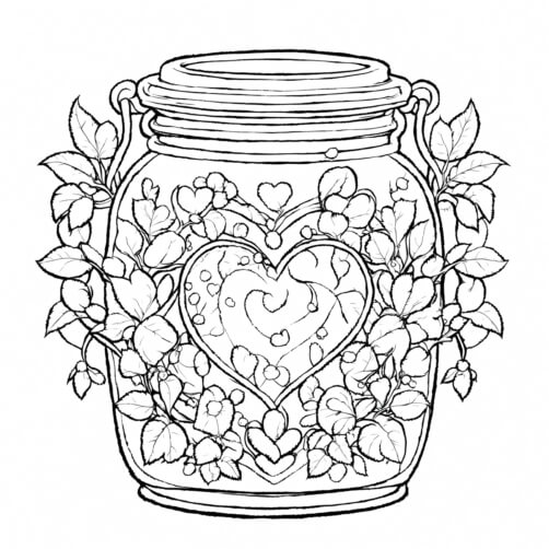 Dekoratives Glas mit Herz und Blumen Hintergründe thumbnail
