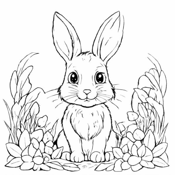 Download Cute Rabbit Surrounded by Flowers Coloring pages Online ...