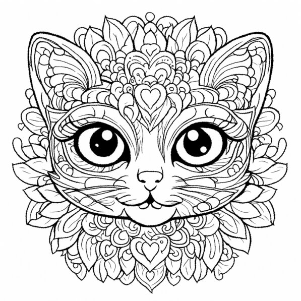 Download Intricate Cat Illustration for Coloring Coloring pages Online ...