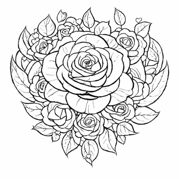 Download Intricate Floral Arrangement of Roses Coloring pages Online ...