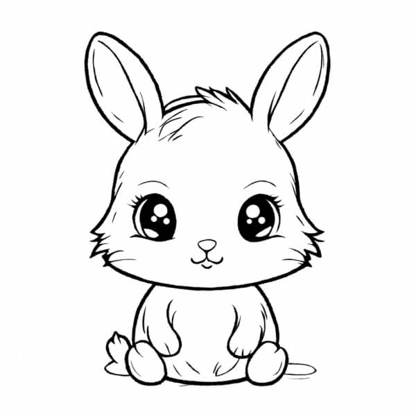 Download Cute Cartoon Rabbit Coloring pages Online - Creative Fabrica