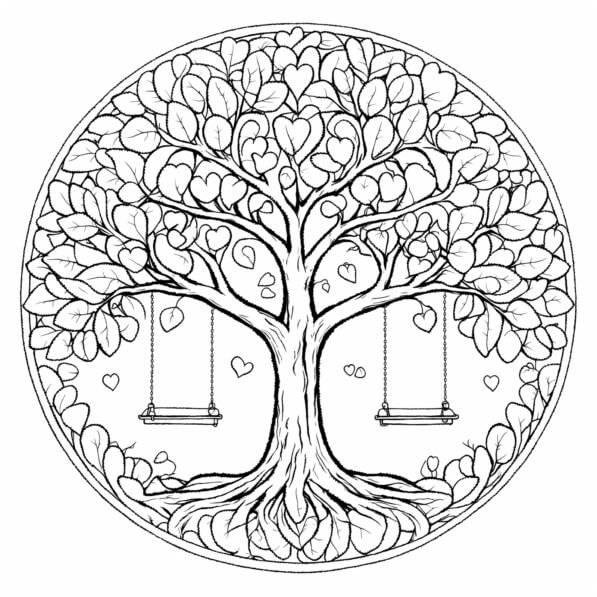 Download Heart Tree Illustration Coloring pages Online - Creative Fabrica