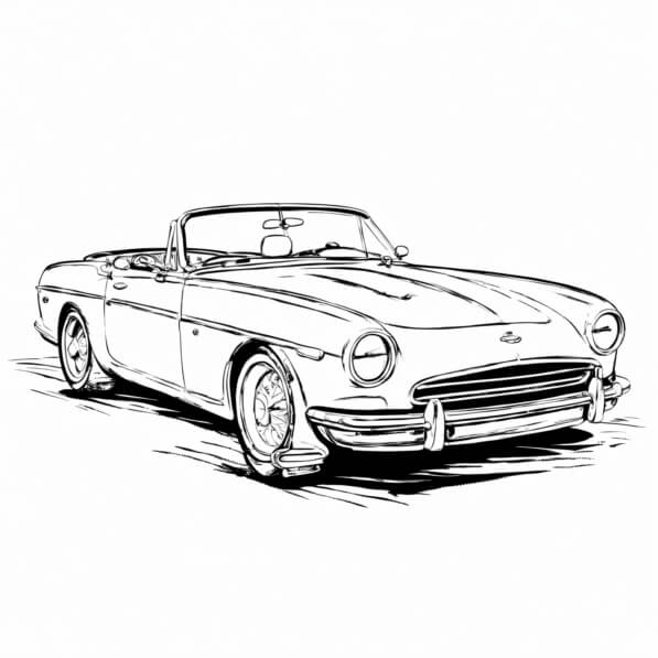 Download Classic Convertible Car Illustration Coloring pages Online ...